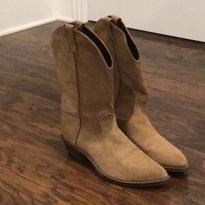 Men,s Vintage code west tan suede cowboy boots Sz 9 1/2D